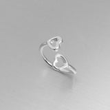 Sterling Silver Adjustable Double Heart Toe Ring, Boho Ring, Silver Ring, Love Ring