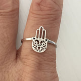 Sterling Silver Hamsa Ring, Silver Ring, Religious Ring, Hand Ring