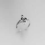 Sterling Silver Adjustable Music Note Toe Ring, Silver Ring, Boho Ring, Music Ring