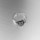 Sterling Silver Rose with Leaves Toe Ring