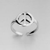 Sterling Silver Adjustable Peace Toe Ring, Boho Ring, Silver Ring, Peace Ring