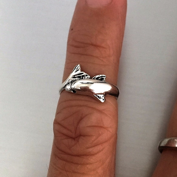 Sterling Silver Dolphin Toe Ring, Silver Rings, Fish Ring, Ocean Ring