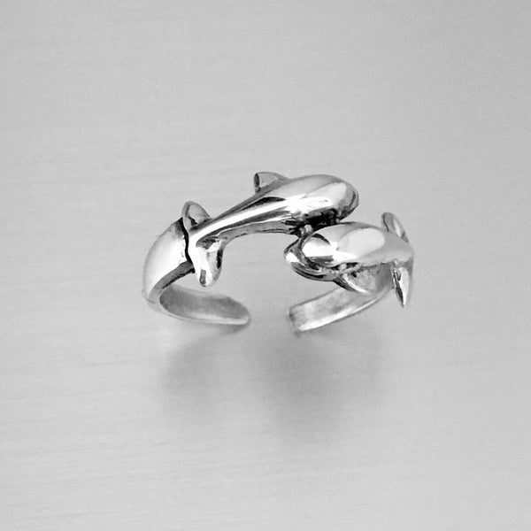 Sterling Silver twin Dolphins Toe Ring
