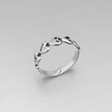 Sterling Silver Sideway Hearts Ring, Silver Ring, Rings