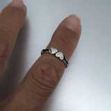 Sterling Silver Small Double Solid Heart Ring, Silver Ring