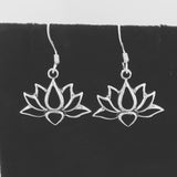 Sterling Silver Open Lotus Dangle Earrings, Flower Earrings, Silver Earrings, Boho Earrings, Lotus Earrings