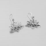 Sterling Silver Open Lotus Dangle Earrings, Flower Earrings, Silver Earrings, Boho Earrings, Lotus Earrings