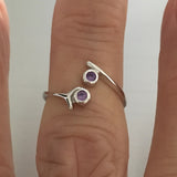 Sterling Silver Toe Ring With Amethyst CZ, Silver Ring, Rings