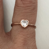 Rose Gold Plated Sterling Silver Heart CZ Ring, Heart Ring, Silver Ring, Love Ring
