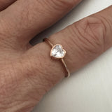 Rose Gold Plated Sterling Silver Heart CZ Ring, Heart Ring, Silver Ring, Love Ring