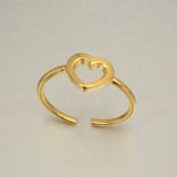 Gold Over Sterling Silver Heart Toe Ring, Silver Ring, Gold Ring, Heart Ring
