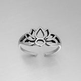 Sterling Silver Lotus Silhouette Toe Ring, Flower Ring, Lotus Ring