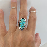 Sterling Silver Boho Genuine Turquoise Ring, Silver Ring, Statement Ring, Boho Ring