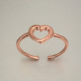 Rose Gold Over Sterling Silver Heart Toe Ring, Silver Rings, Heart Ring