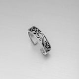 Sterling Silver Adjustable Victorian Swirl Toe Ring, Boho Ring, Silver Ring