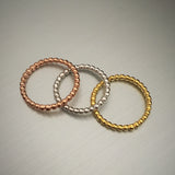 Rose Gold Over Sterling Silver Bead Ring, Stackable Ring, Silver Rings