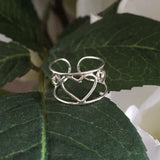 Sterling Silver Adjustable Wire Wrap Heart Toe Ring, Boho Ring, Silver Ring, Love Ring