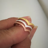 Rose Gold Plated Sterling Silver Chevron Ring, Silver Ring, Rings