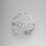 Sterling Silver Adjustable Wire Wrap Swirl Toe Ring