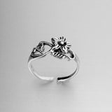 Sterling Silver Adjustable Flower and Swirl Toe Ring, Boho Ring, Silver Ring, Flower Ring