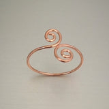 Rose Gold Over Sterling Silver Wire Swirl Toe Ring, Wire Ring, Silver Rings, Swirl Ring