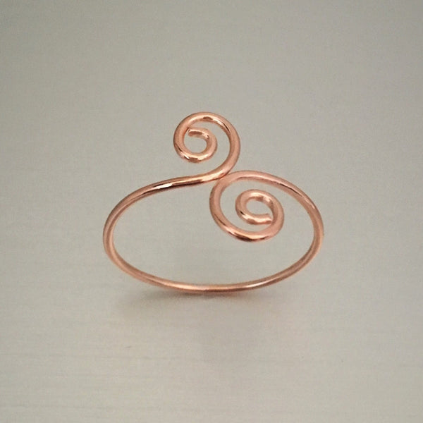 Rose Gold Over Sterling Silver Wire Swirl Toe Ring, Wire Ring, Silver  Rings, Swirl Ring