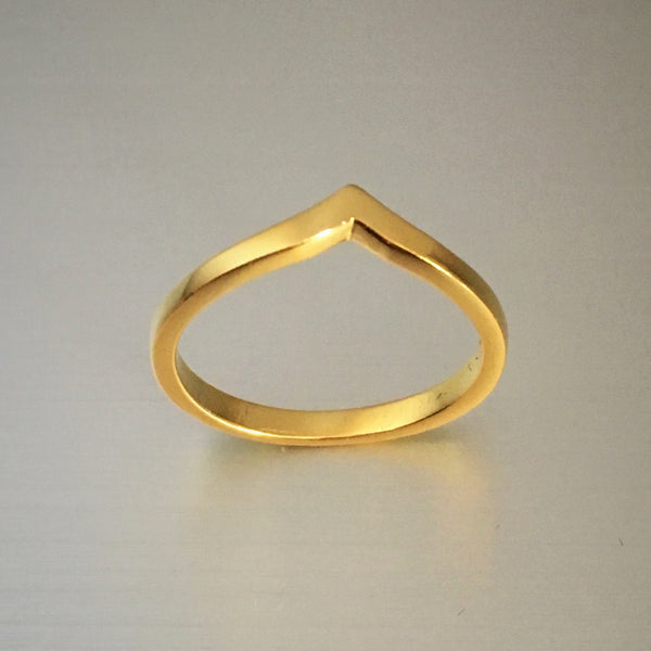 Gold Plated Sterling Silver Chevron Ring, Silver Ring, Gold Rings, V Shape Ring